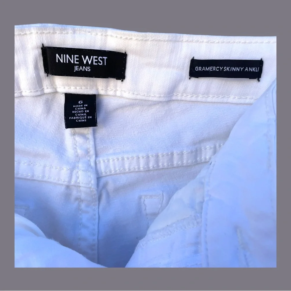 NINE WEST Women's Gramercy Skinny Ankle Length Jean White Size 6 - Picture 4 of 8